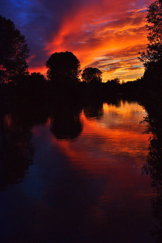 Sunset Art Print featuring the photograph Lake Sunset Reflections by Jeremy Hayden