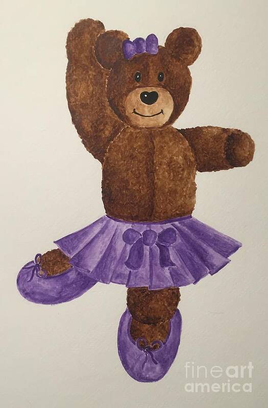 Teddy Bear Art Print featuring the painting Leah's Ballerina Bear 1 by Tamir Barkan