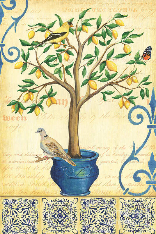 Lemon Art Print featuring the painting Lemon Tree of Life by Debbie DeWitt