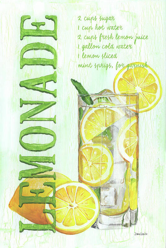 Lemon Art Print featuring the painting Lemonade by Debbie DeWitt