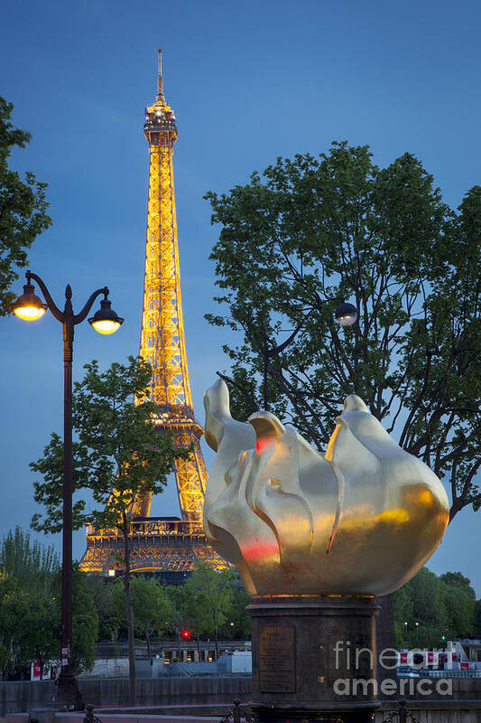 Paris Art Print featuring the photograph Liberty Torch and Eiffel by Brian Jannsen