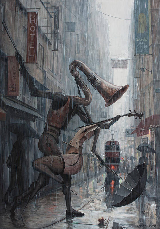 Life Art Print featuring the painting Life is dance in the rain by Adrian Borda