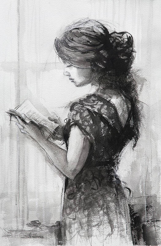 Reading Art Print featuring the painting Light Reading by Steve Henderson
