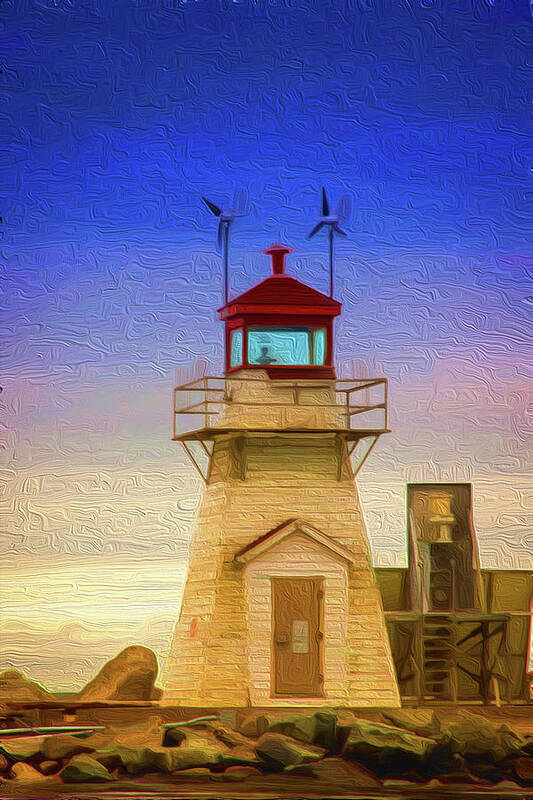 Lighthouse Art Print featuring the painting Lighthouse by Prince Andre Faubert