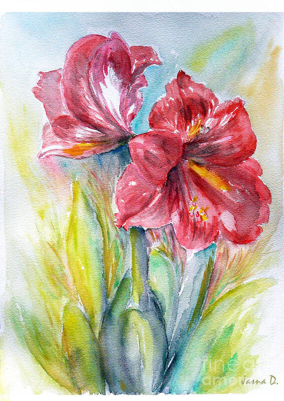 Lily Art Print featuring the painting Lily Red by Jasna Dragun