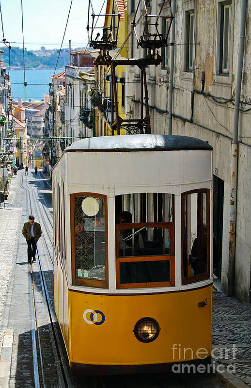 Street Car Art Print featuring the photograph Lisbon - Portugal - Elevador da Bica by Carlos Alkmin