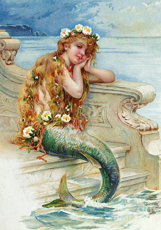 Mermaid Art Print featuring the painting Little Mermaid by E S Hardy