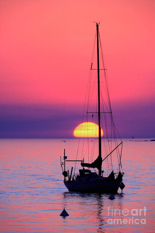 Yacht Art Print featuring the photograph Lonely sunset by Bernardo Galmarini