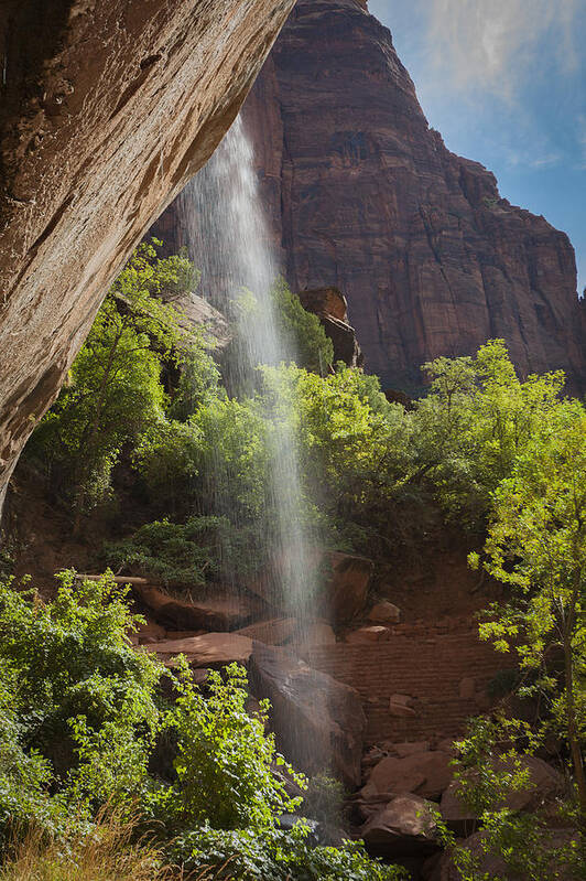 Waterfall Art Print featuring the photograph Lower Emerald Pool Falls in Zion by David Watkins