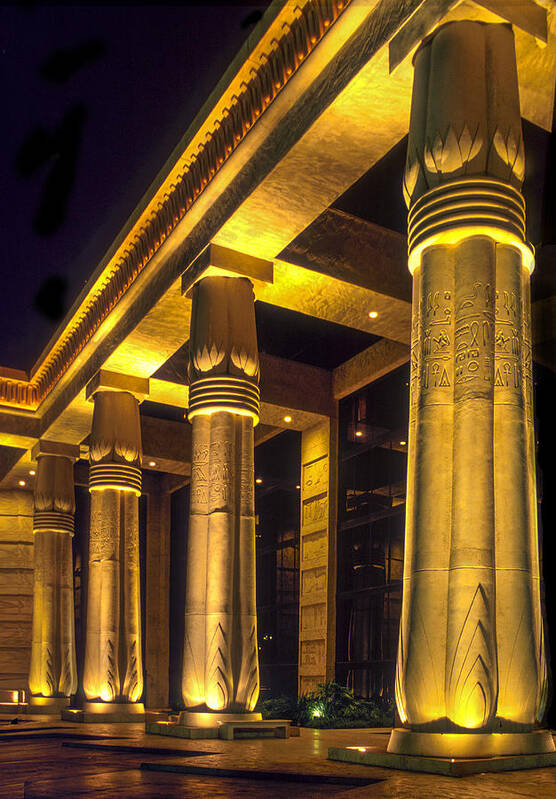 Americana Gambling Destination Art Print featuring the photograph Luxor golden columns by Gary Warnimont