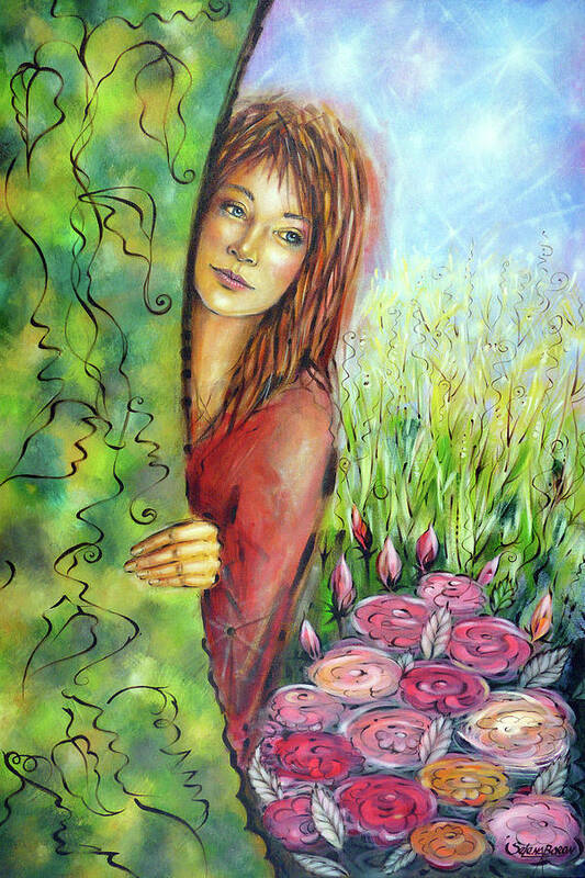 Woman Art Print featuring the painting Magic Garden 021108 by Selena Boron