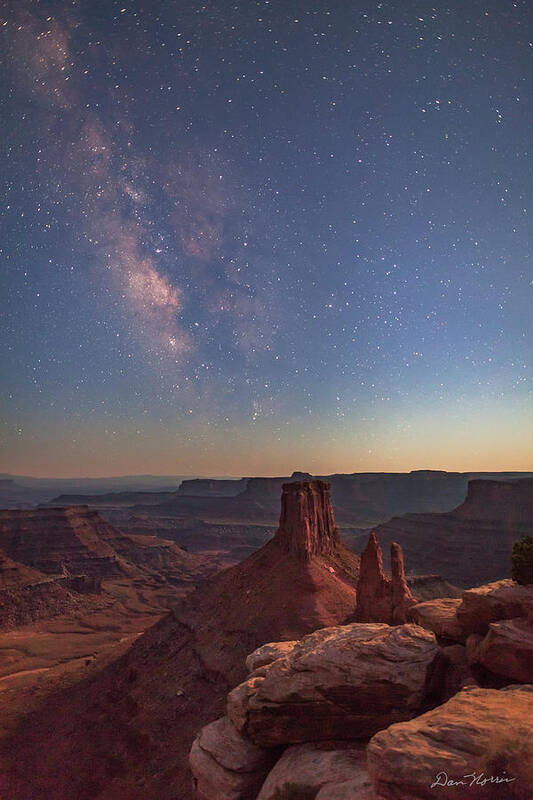Moab Art Print featuring the photograph Milky Way at Twilight - Marlboro Point by Dan Norris