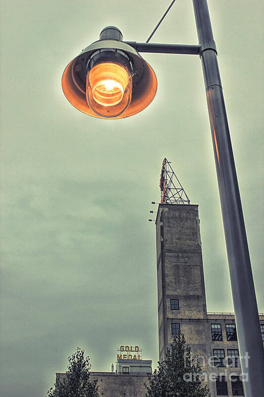Minneapolis Art Print featuring the photograph Mill District Lamplight by Becqi Sherman