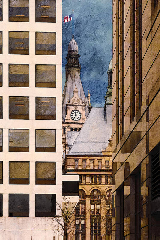 Milwaukee Art Print featuring the digital art Milwaukee City Hall by David Blank