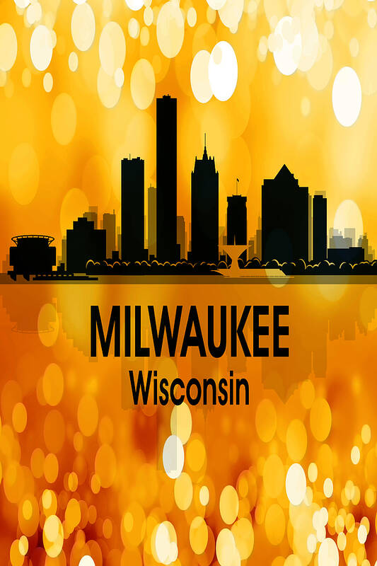 Milwaukee Art Print featuring the digital art Milwaukee WI 3 Vertical by Angelina Tamez