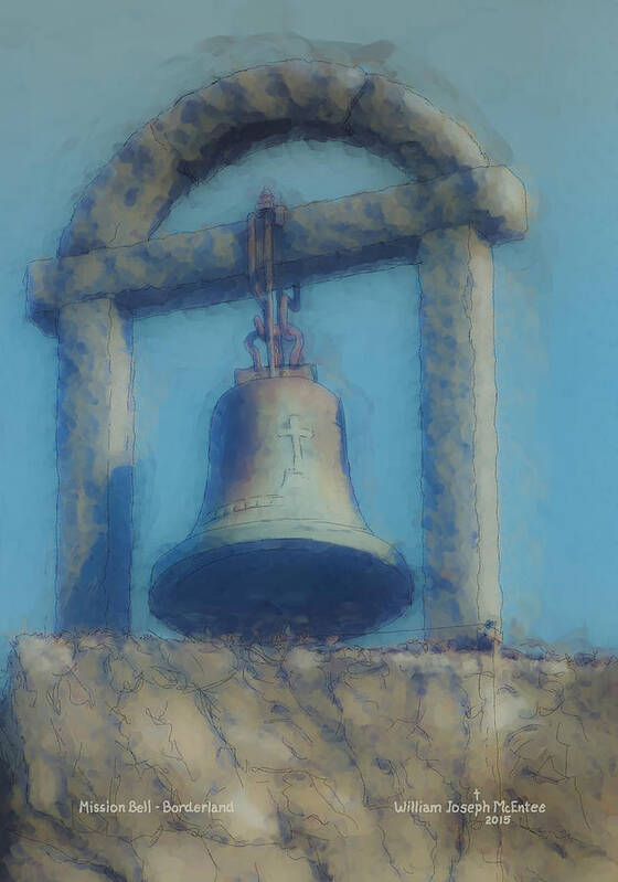 Mission Bell Art Print featuring the painting Mission Bell at Borderland by Bill McEntee