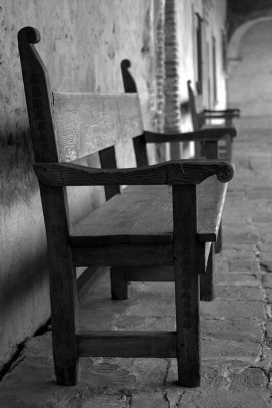 Mission San Juan Capistrano Art Print featuring the photograph Mission San Juan Capistrano Bench by Brad Scott