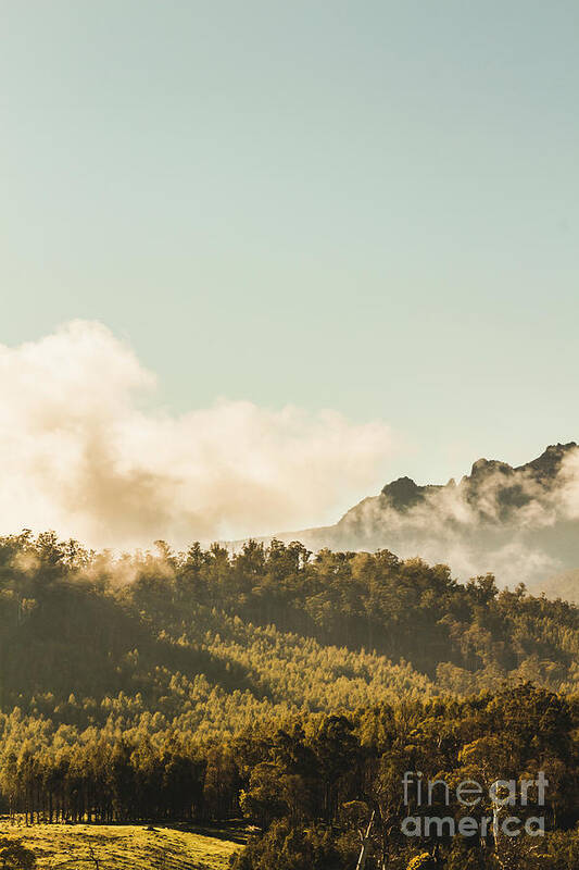 Forest Art Print featuring the photograph Misty mountain peaks by Jorgo Photography