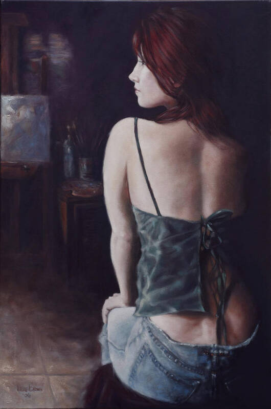 Figurative Art Print featuring the painting Model in Studio by Harvie Brown