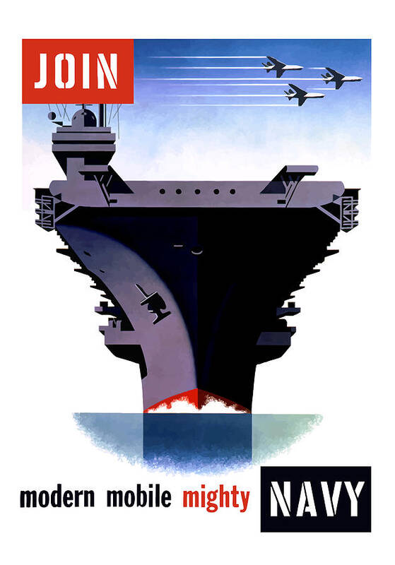 Ww2 Art Print featuring the painting Modern Mobile Mighty Navy by War Is Hell Store