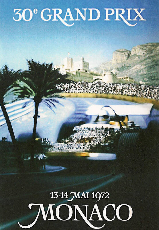 Monaco Grand Prix Art Print featuring the digital art Monaco 1972 Grand Prix by Georgia Clare