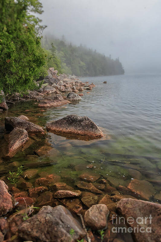 #elizabethdow Art Print featuring the photograph Moody and Magical Jordan Pond by Elizabeth Dow