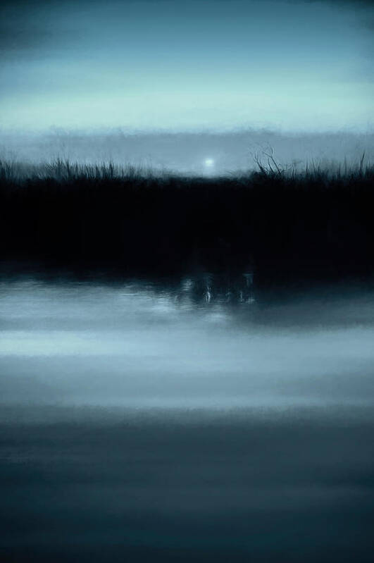 Abstract Art Print featuring the photograph Moonrise on the Water by Scott Norris