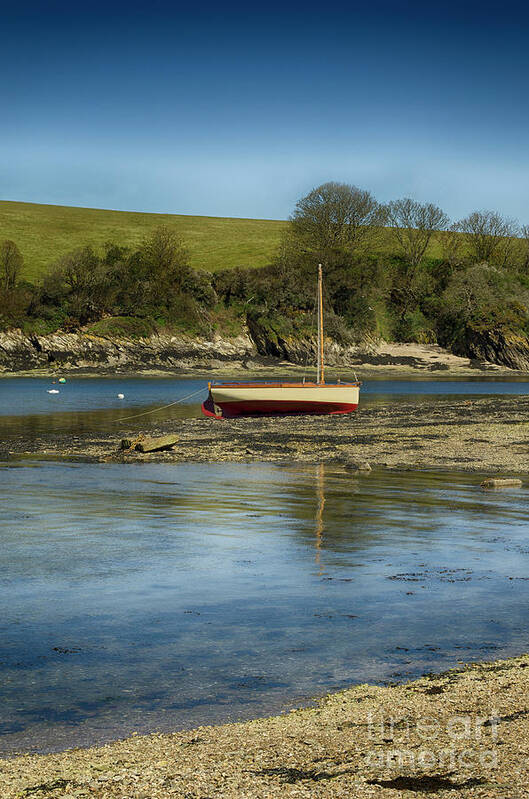 Boat Art Print featuring the photograph Moored Yacht In Cornwall by Linsey Williams