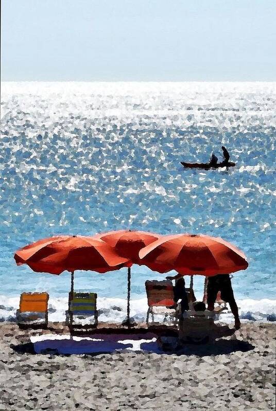 Sunbrellas Art Print featuring the photograph Morning On the Beach by Kim Bemis