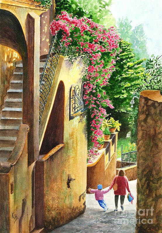 Italy Art Print featuring the painting Morning Walk by Karen Fleschler
