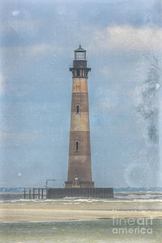 Morris Island Lighthouse Art Print featuring the photograph Morris Island Lighthouse Salt Water Marine Warning by Dale Powell