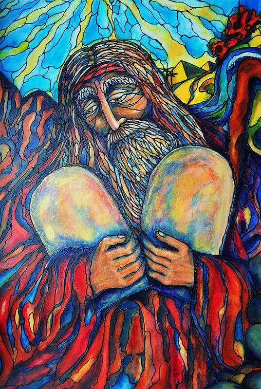 Original Art Art Print featuring the painting Moses by Rae Chichilnitsky