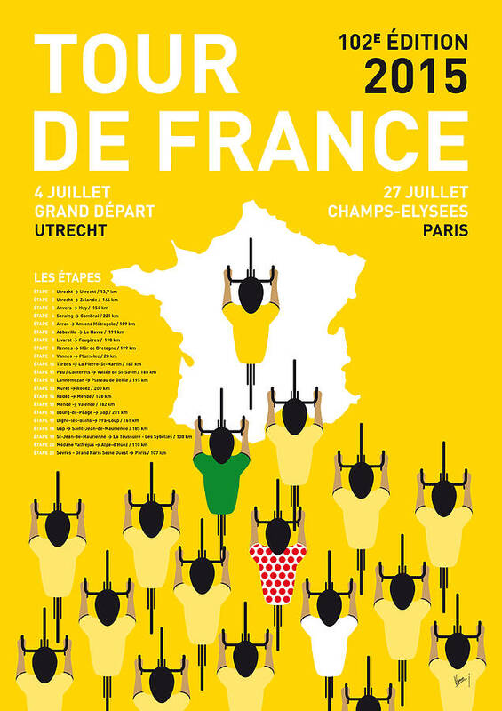 2015 Art Print featuring the digital art My Tour De France Minimal Poster Etapes 2015 by Chungkong Art