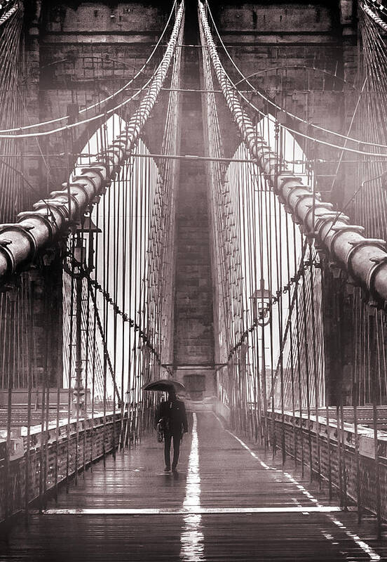 Brooklyn Bridge Art Print featuring the photograph Mystery Man Of Brooklyn by Az Jackson