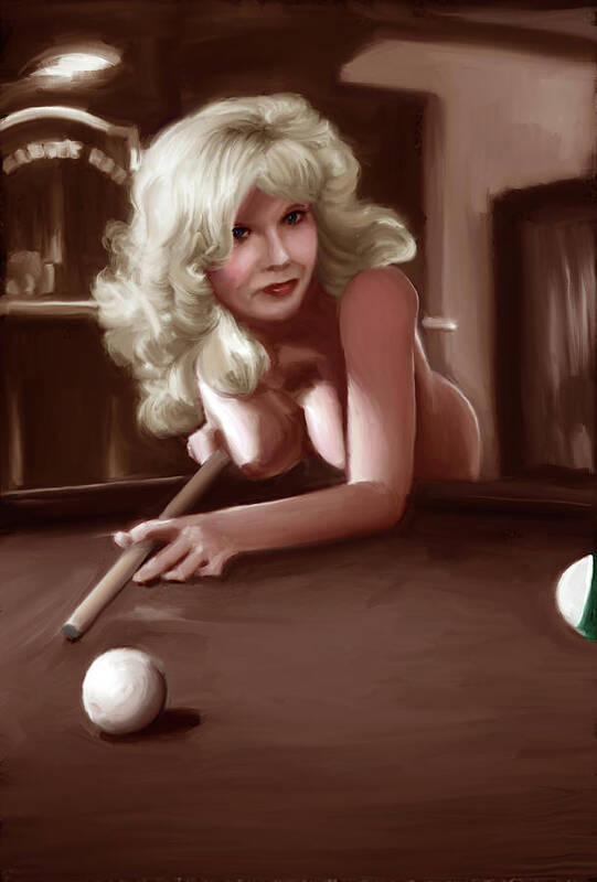 Nude Art Art Print featuring the digital art Naked Billiards 2 by Shelby