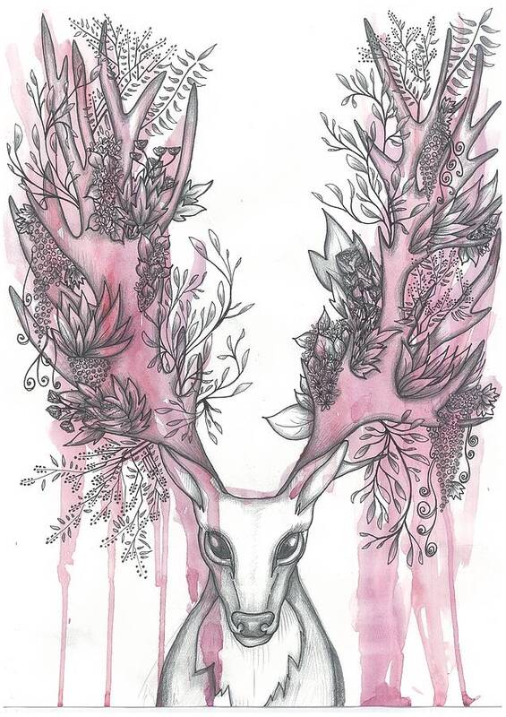 Deer Art Print featuring the painting Nature by Anna Troian