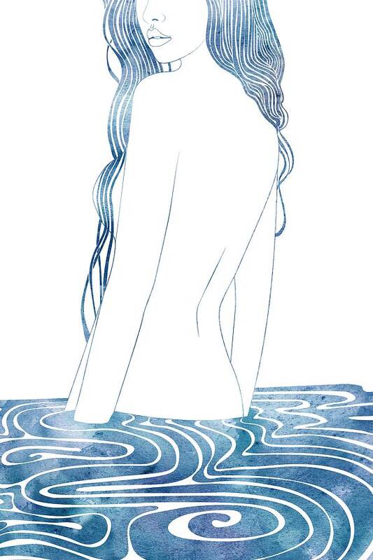 Aqua Art Print featuring the mixed media Nereid L by Stevyn Llewellyn