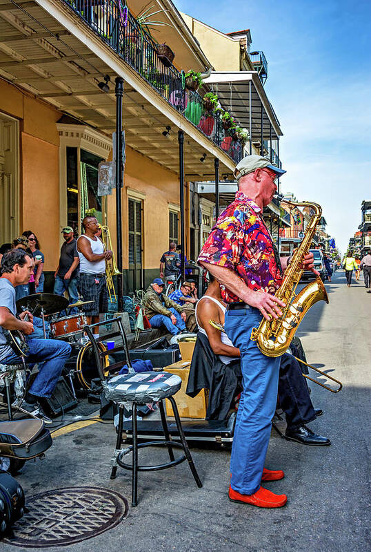 French Quarter Art Print featuring the photograph New Orleans Jazz Sax by Steve Harrington