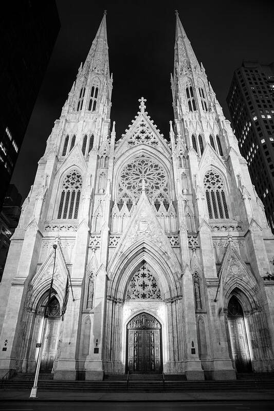 Nyc Art Print featuring the photograph Night St Patrick's Cathedral by John McGraw