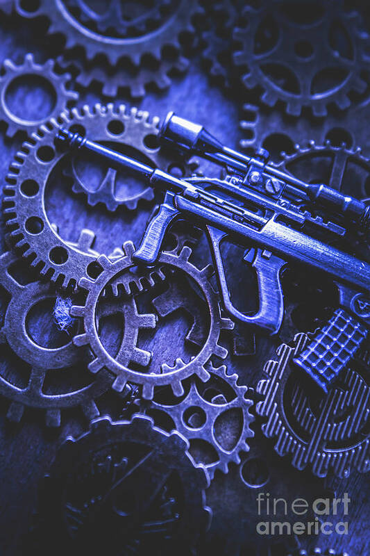Terrorism Art Print featuring the photograph Night watch gears by Jorgo Photography
