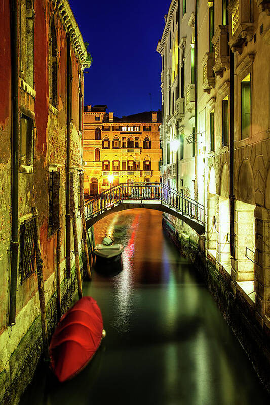 Venice Art Print featuring the photograph Nightfall in Venice by Andrew Soundarajan