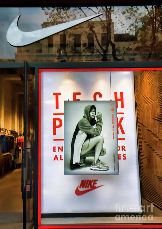 Nike Art Print featuring the photograph Nike Color Retail Store Barcelona Retail by Chuck Kuhn