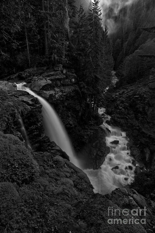 Black And White Art Print featuring the photograph Nooksack Falls Black And White Portrait by Adam Jewell