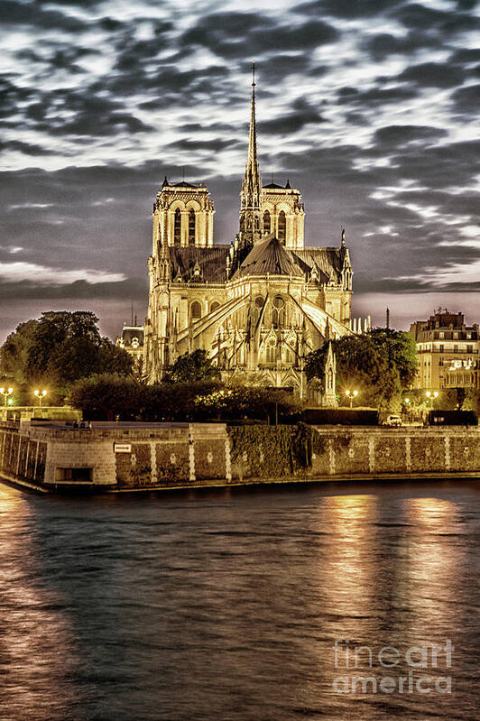 Paris Art Print featuring the photograph Notre Dame de Paris in Gold by Tim Mulina