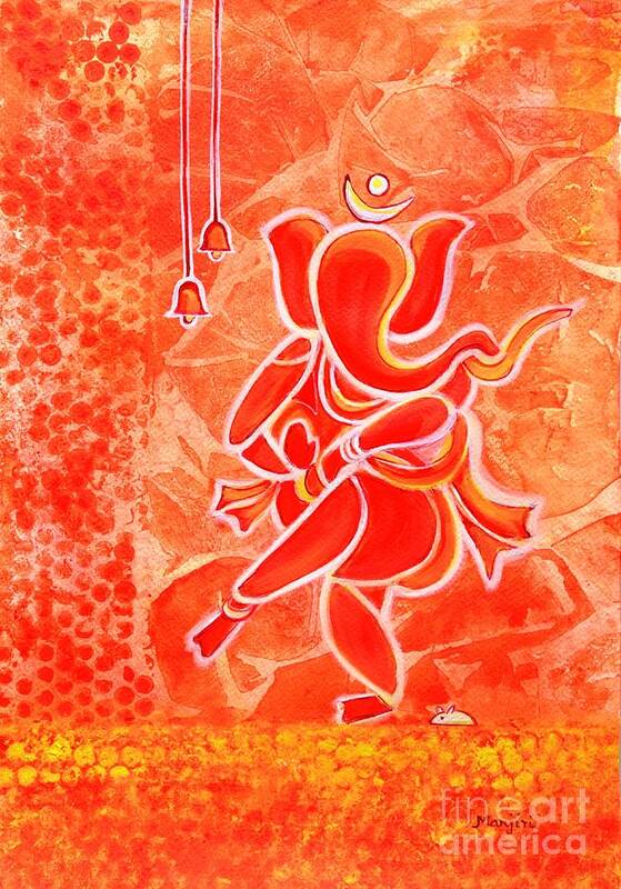 Ganesha Art Print featuring the painting Nritya Ganesha- Dancing god by Manjiri Kanvinde