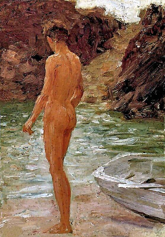 Nude Boy Art Print featuring the painting Nude Boy by Henry Scott Tuke