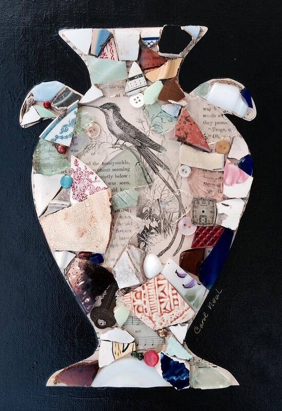 Ode To A Broken Urn Art Print featuring the mixed media Ode to a Broken Urn by Carol Neal