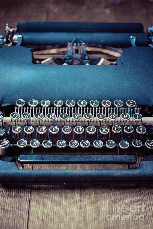 Still Life Art Print featuring the photograph Old blue typewriter by Edward Fielding