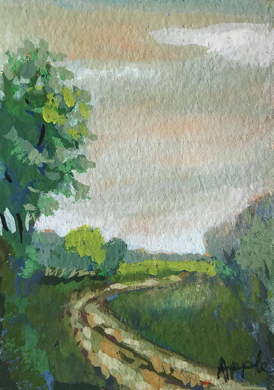 Landscape Art Print featuring the painting Old Country Road by Linda Apple