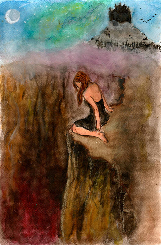 Abyss Art Print featuring the painting One Foot In The Abyss by Jennie Hallbrown